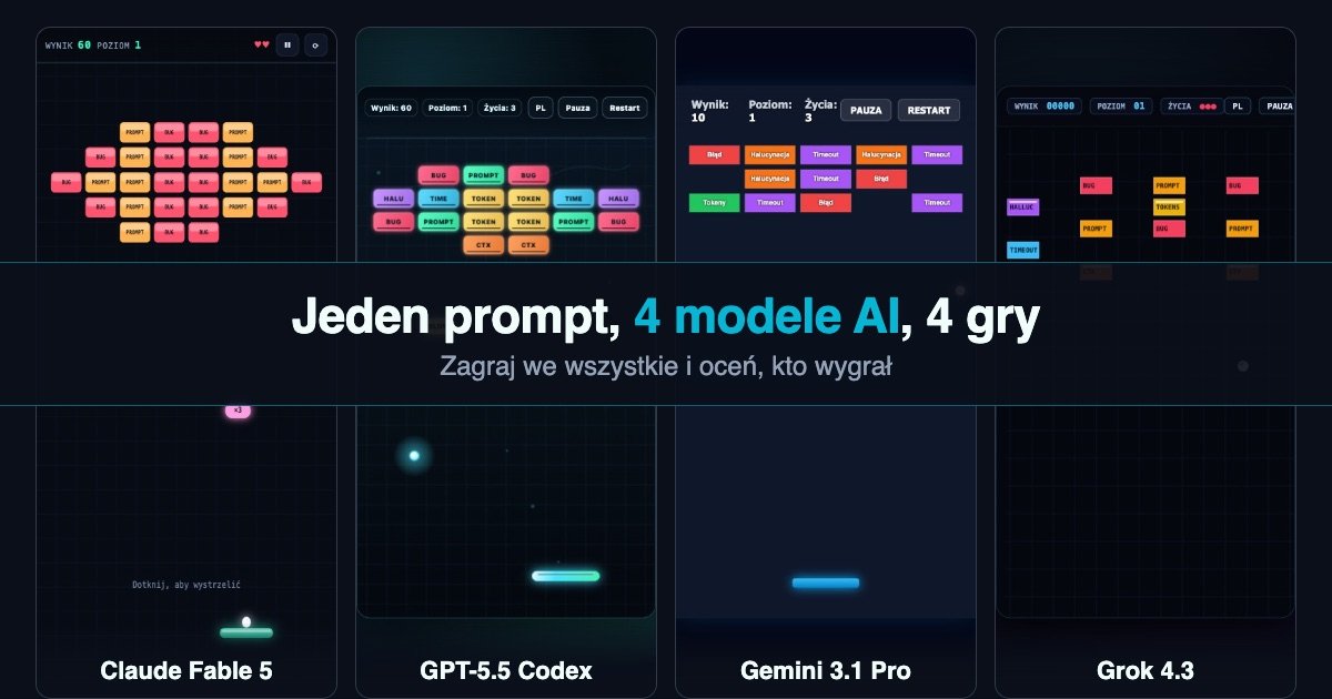 Jeden prompt, 4 modele AI, 4 gry. Zagraj i oceń, kto wygrał