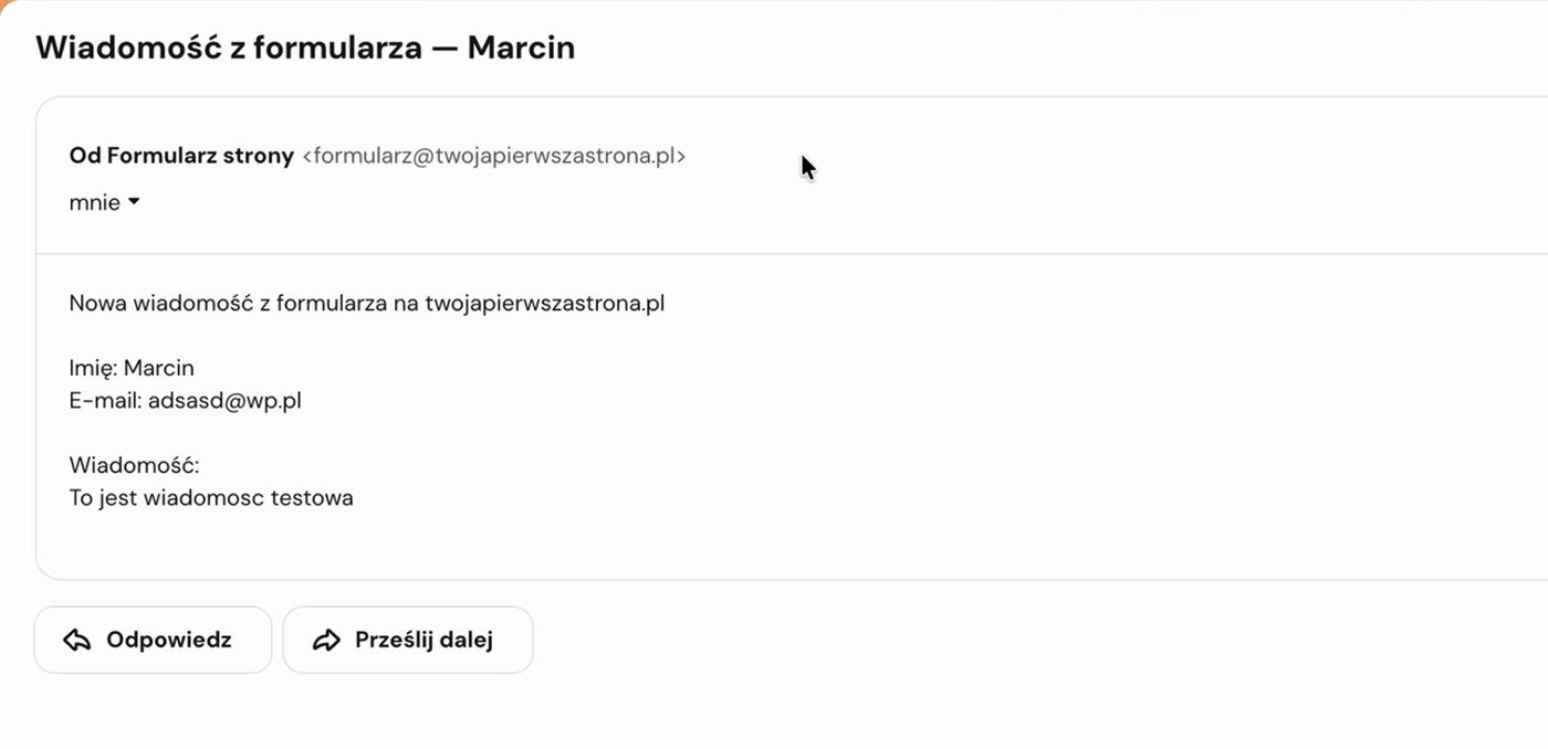 Wiadomość z formularza w skrzynce