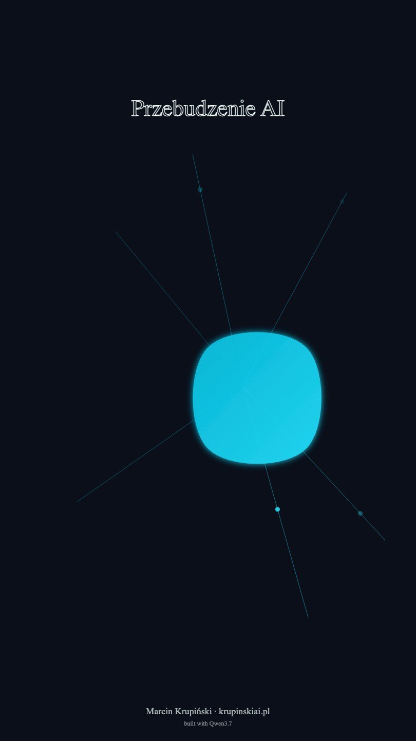 Wynik modelu Qwen3.7-Plus: Animacja SVG: Przebudzenie AI